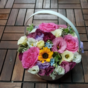 סלסלת חמנייה ורודה